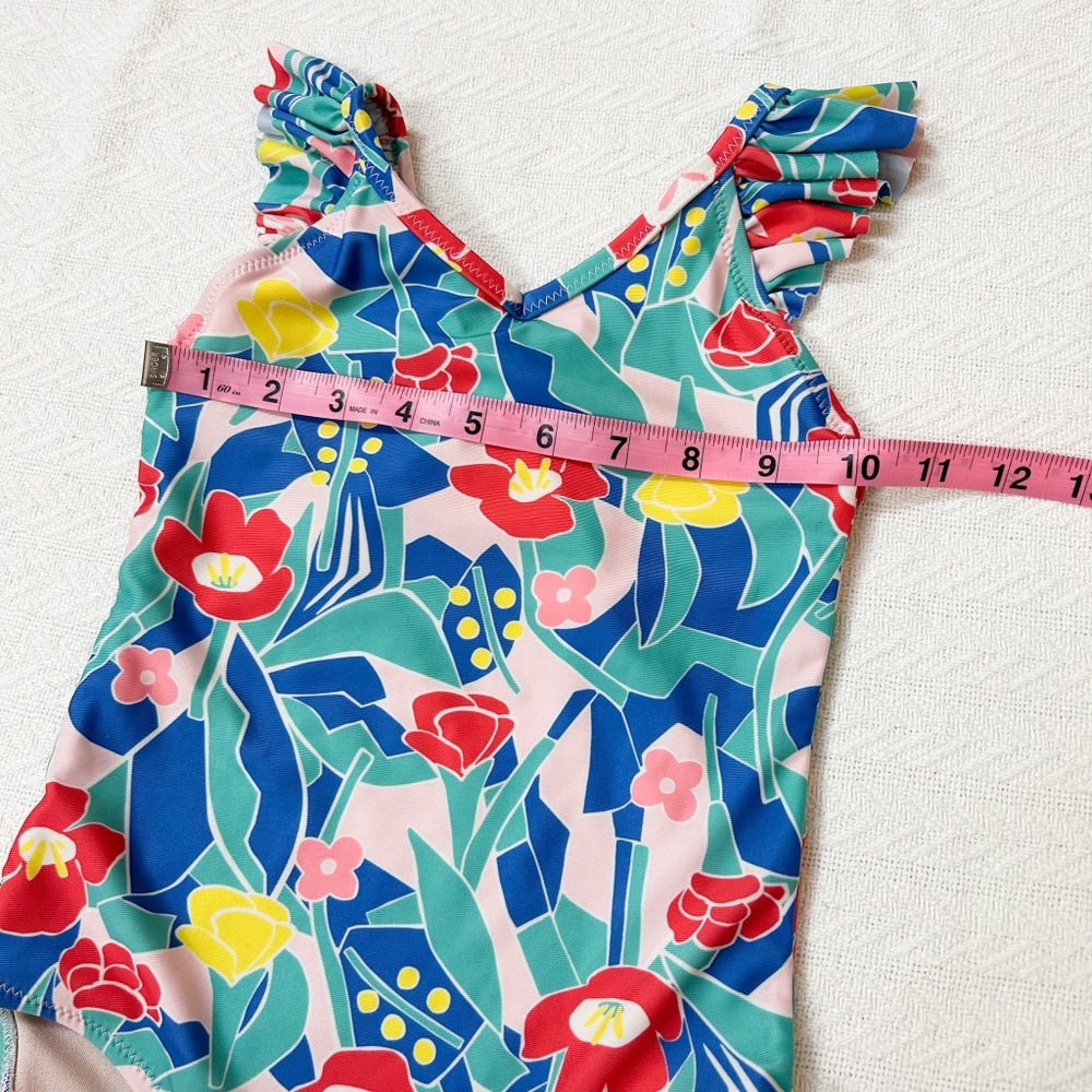 TEA Collection ruffle one-piece swim suit, criss cross back, window floral sz 6 - Picture 5 of 9